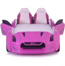 Дитяче ліжко машина GTR Pink 190х90 см з підсвіткою, музикою, шкіряний салон, пультом